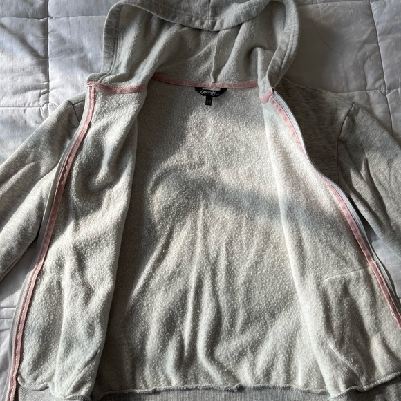 George Pink Heart Heather Grey Zip Up Hoodie Size Large (10-12) - Picture 12 of 15